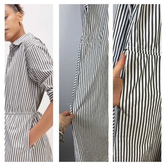 Everlane Supima Cotton Midi Collared Shirt Dress Size Medium Relaxed Fit Pockets - Picture 7 of 16